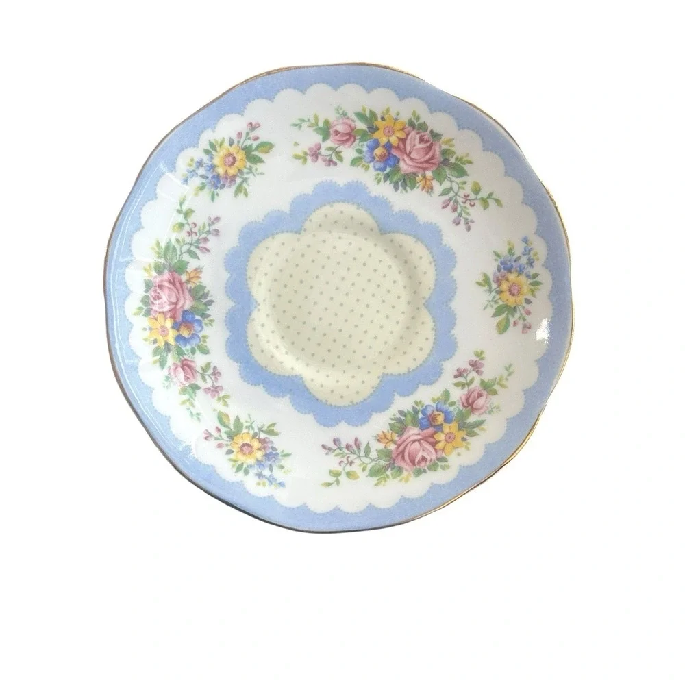 Royal Albert Prudence Blue Teacup & Saucer Set Cottage Floral Bone China England